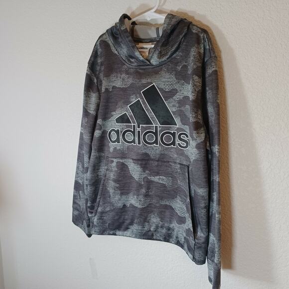 ADIDAS YOUTH Medium (10-12) Hoodie Sweatshirt Gray/Black Kids, Polyester - Picture 2 of 8